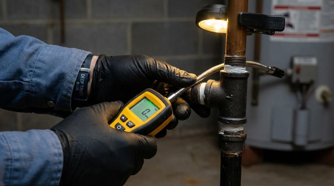 Gas leak detection with electronic sniffer by Johns Plumbing LLC in Yeagertown