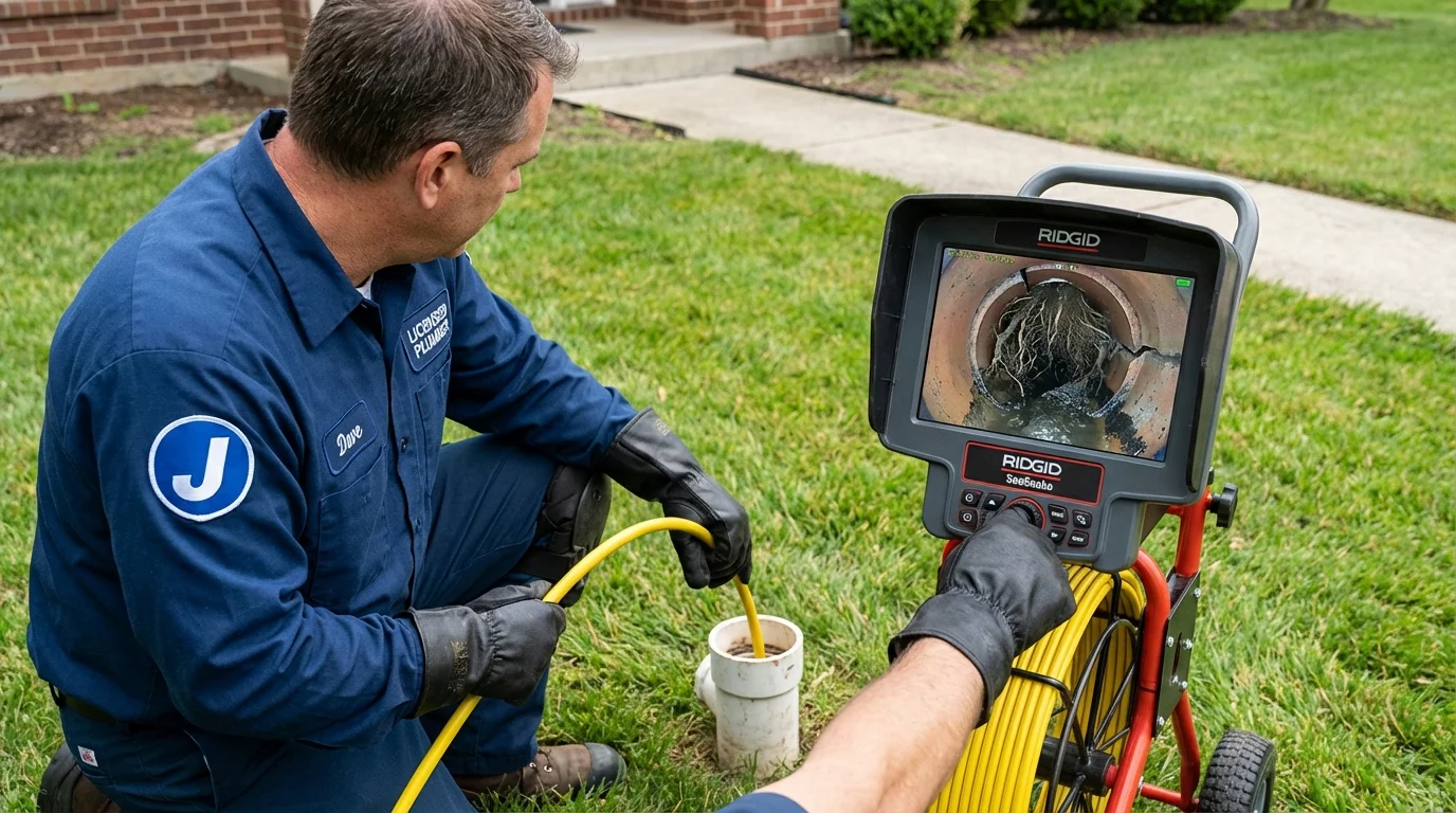Sewer camera inspection being performed by Johns Plumbing LLC in Yeagertown